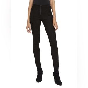 NWT: Alice + Olivia Front Zip Suede Legging Black Size 10